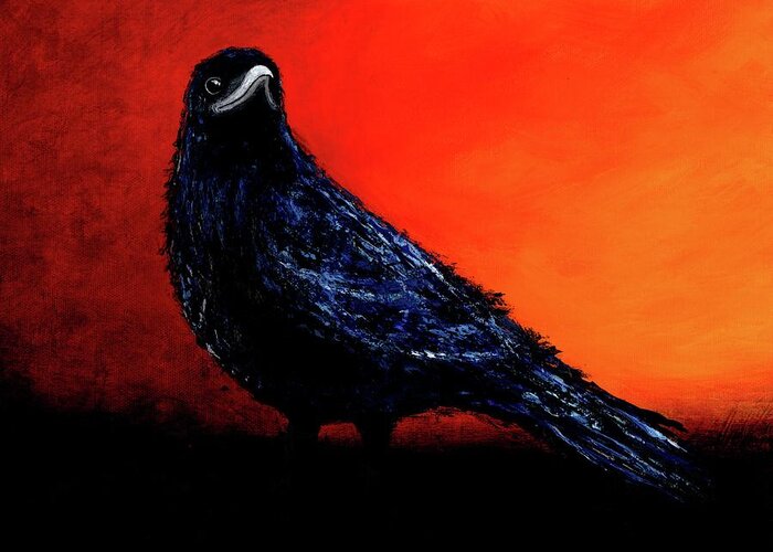 Crow Greeting Card featuring the painting Speaking Words of Wisdom by Cindy Johnston