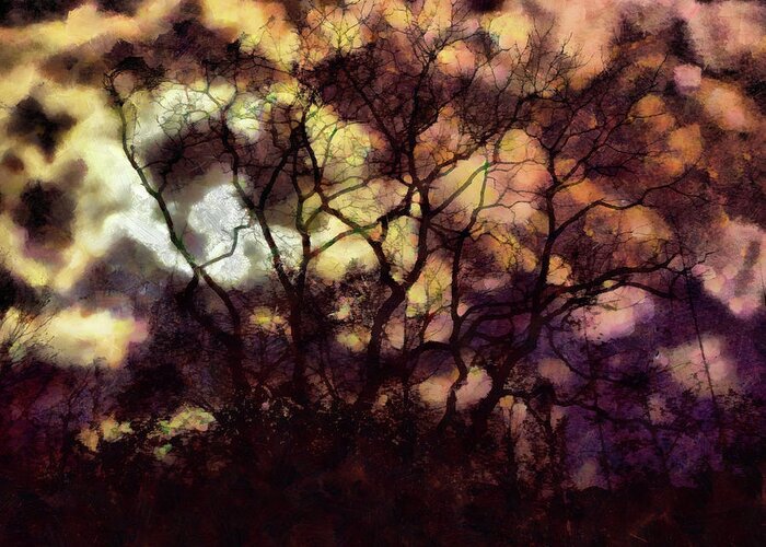 Tree Greeting Card featuring the mixed media Spectral Tree by Christopher Reed
