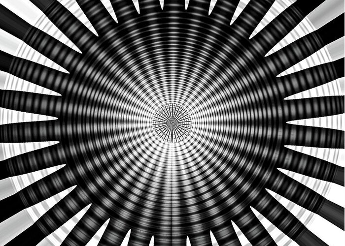 Black Greeting Card featuring the digital art Spiral Madness by Melinda Firestone-White