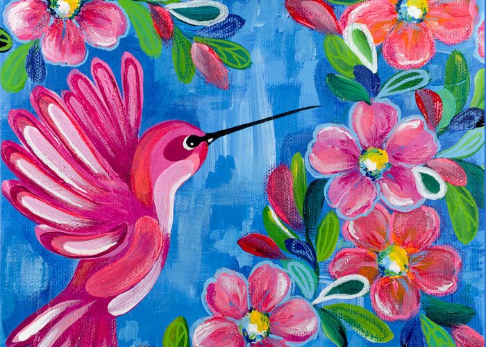 Hummingbird Greeting Card featuring the painting Spread Your Wings by Beth Ann Scott