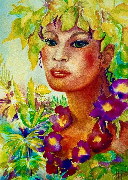Goddess Series Greeting Card featuring the painting Spring Goddess by Caroline Patrick