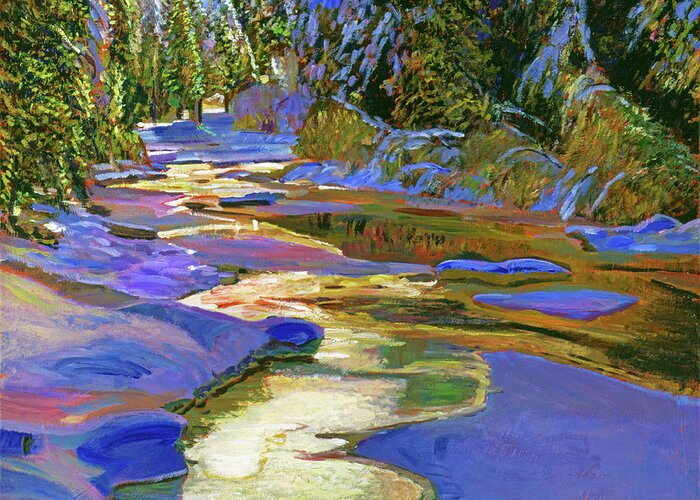 Winter Greeting Card featuring the painting Spring Thaw by David Lloyd Glover