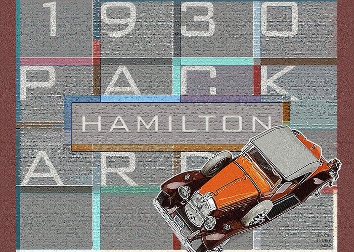 Hamilton Collection Greeting Card featuring the digital art Hamilton Collection / 1930 Packard by David Squibb