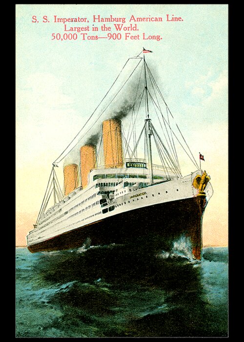 S/s Imperator Greeting Card featuring the painting SS Imperator Hamburg America Line	 by Unknown