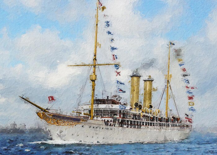 Steamer Greeting Card featuring the digital art S.S. Kronprinzessin Victoria Louise by Geir Rosset