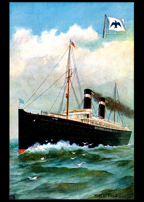Paul Greeting Card featuring the painting SS Saint Paul Cruise Ship by Unknown