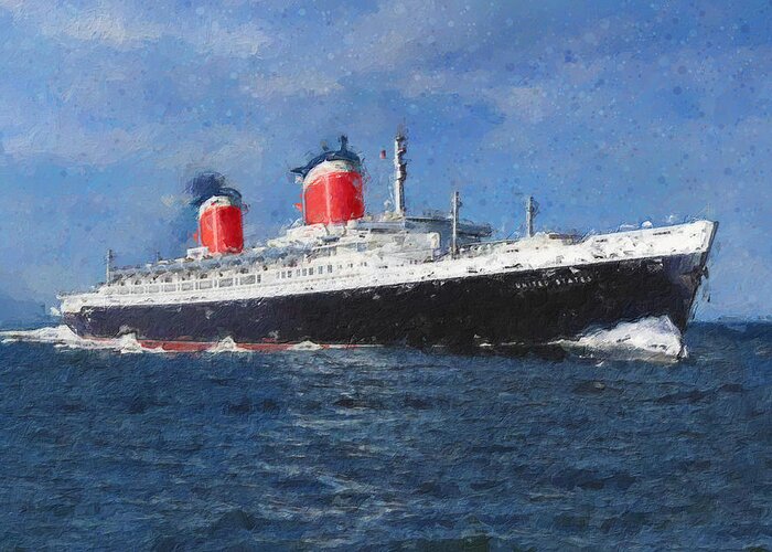 Steamer Greeting Card featuring the digital art S.S. United States by Geir Rosset