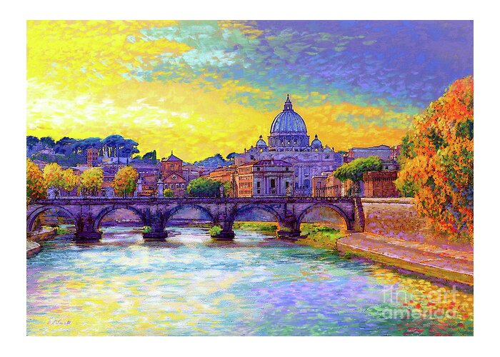 Italy Greeting Card featuring the painting St Angelo Bridge Ponte St Angelo Rome by Jane Small