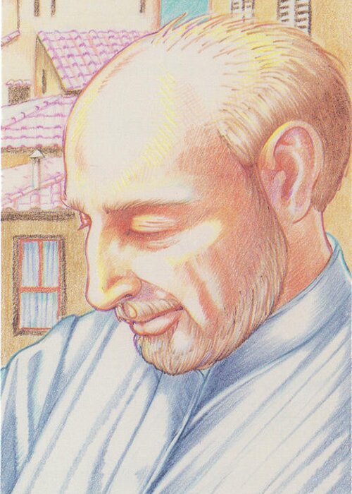 St. Ignatius Greeting Card featuring the drawing St. Ignatius at Prayer in Rome by William Hart McNichols