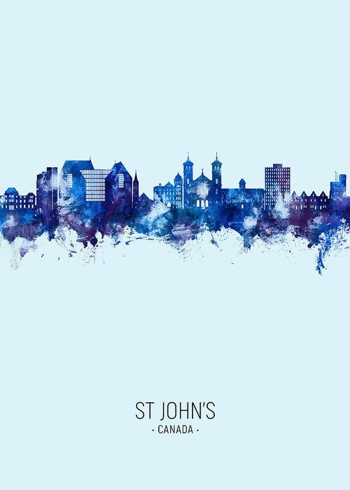 St John's Greeting Card featuring the digital art St Johns Canada Skyline #84 by Michael Tompsett