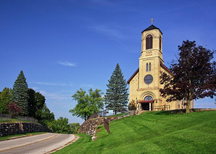 St Lawrence Greeting Card featuring the photograph St Lawrence Catholic Church at St Coletta School in Jefferson, WI #2 of 2 by Peter Herman
