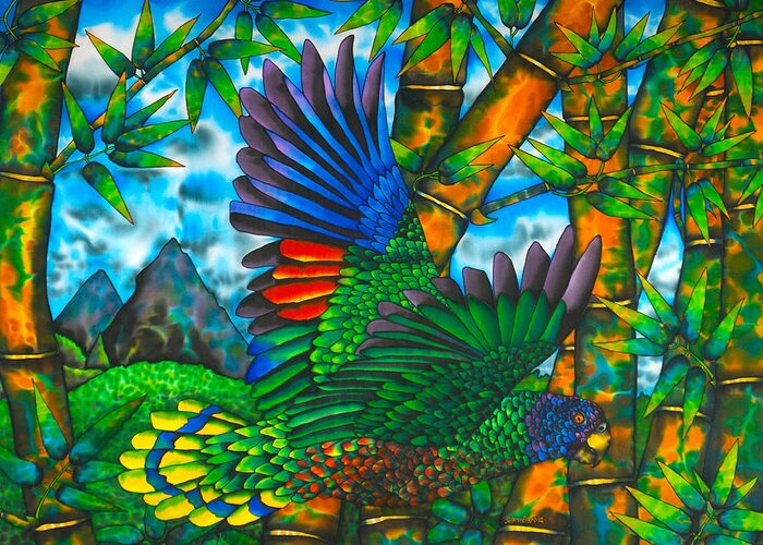 Jst. Lucia Parrot Greeting Card featuring the painting St. Lucia Parrot by Daniel Jean-Baptiste
