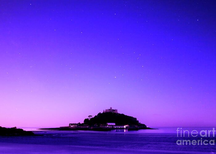 St. Michael's Mount Greeting Card featuring the photograph St Michael's Mount at Night by Terri Waters