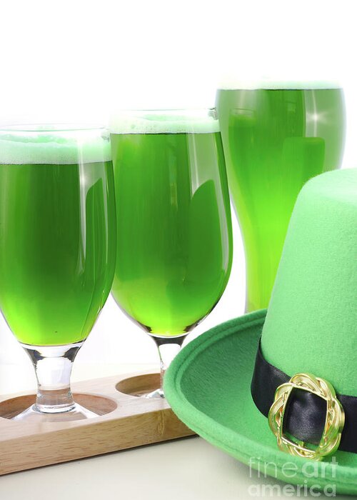 Ale Greeting Card featuring the photograph St Patricks Day green beer by Milleflore Images