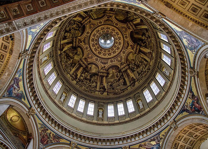 Stpaulscathedral Greeting Card featuring the photograph St. Paul's Cathedral's Dome by Raymond Hill