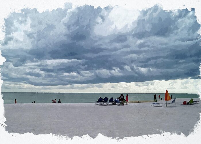  Rain Greeting Card featuring the digital art St. Pete Beach by Chauncy Holmes