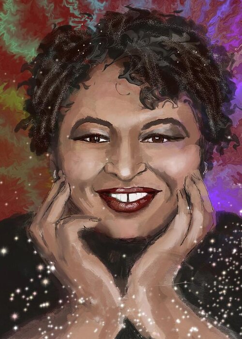 Stacey Abrams Greeting Card featuring the digital art Stacey Abrams by Eileen Backman