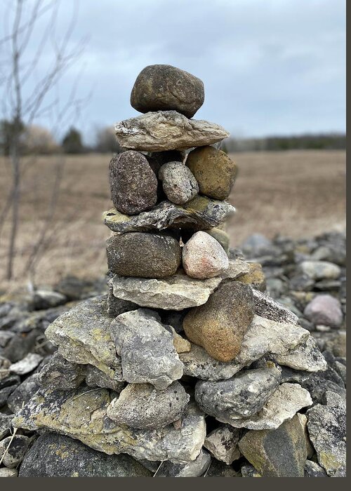Stacked Greeting Card featuring the photograph Stacked Field Stones by David T Wilkinson
