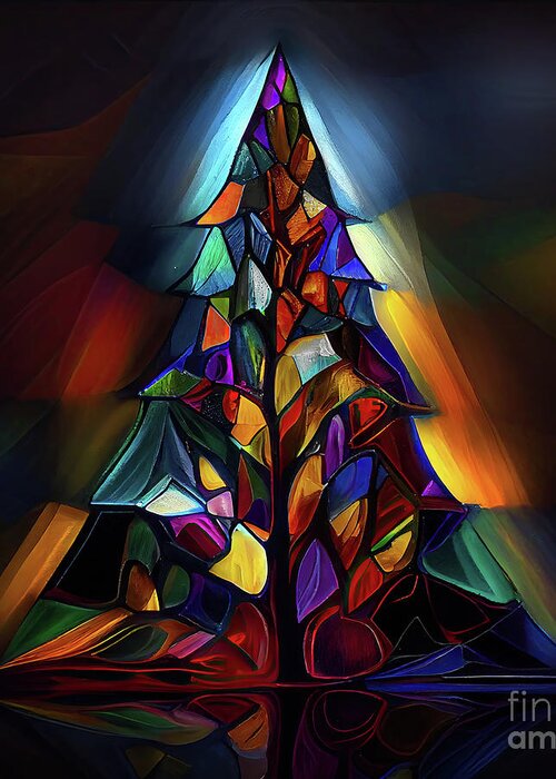Stained Glass Greeting Card featuring the painting Stained Glass Christmas I by Mindy Sommers