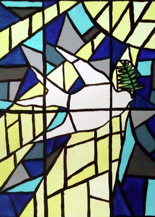 Stained Glass Greeting Card featuring the painting Stained Glass Dove by Eseret Art
