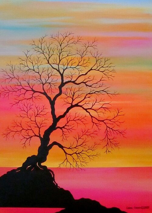 Tree Greeting Card featuring the painting Stand Your Ground by Carol Sabo