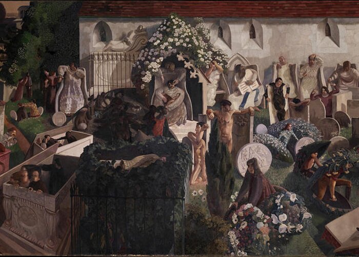 Adults Greeting Card featuring the painting Stanley Spencer - The Resurrection, Cookham by Sir Stanley Spencer