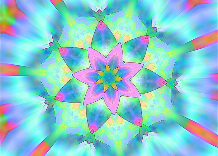 Star Greeting Card featuring the digital art Star Flower by Dave Turner