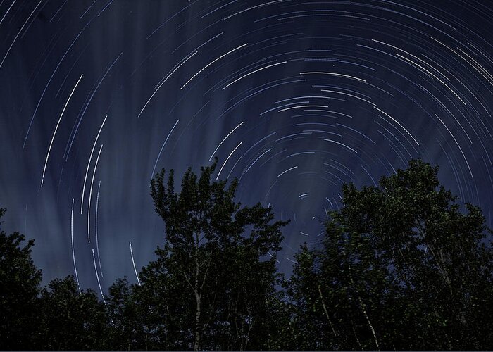 Star Greeting Card featuring the photograph Star Trails with Clouds by Doolittle Photography and Art