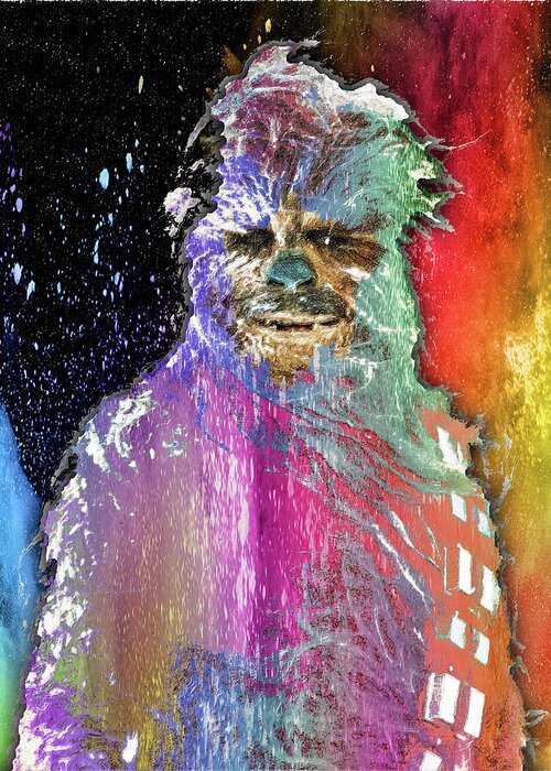 Yoda Greeting Card featuring the painting Star Wars Pop Chewbacca by Tony Rubino
