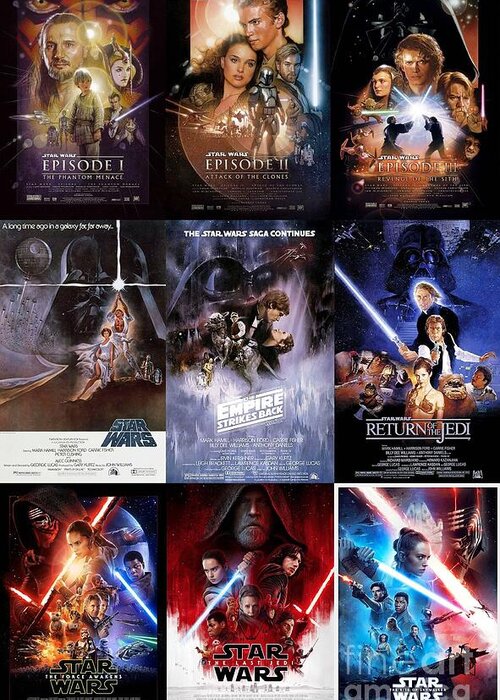 peddelen speling Gewond raken Star Wars Trilogy Movie Posters Collage Greeting Card by Lingfai Leung