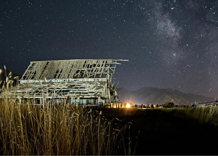 Barn Greeting Card featuring the photograph Starry Barn by Wesley Aston