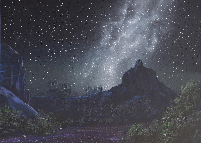Sedona Greeting Card featuring the painting Starry Night Sky over Sedona, Arizona by Chance Kafka