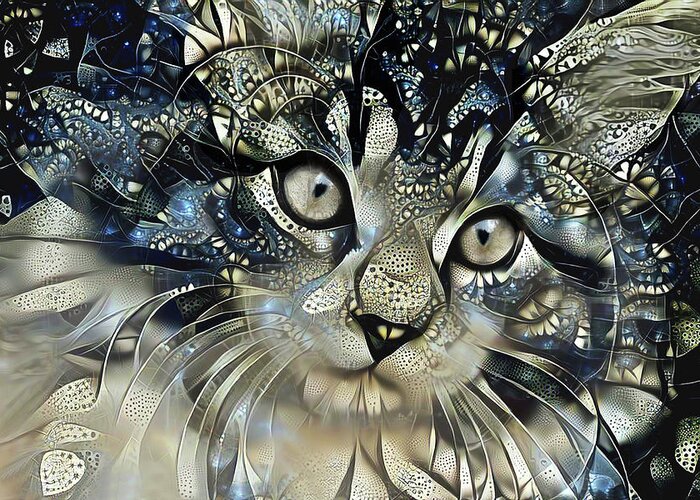 Cat Greeting Card featuring the digital art Starstruck by Peggy Collins