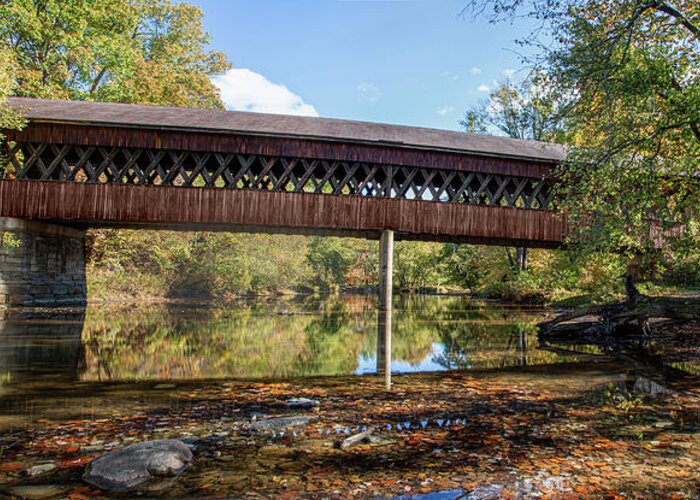 Bridges Greeting Card featuring the photograph State Road Covered Bridge Panoramic by Dale Kincaid