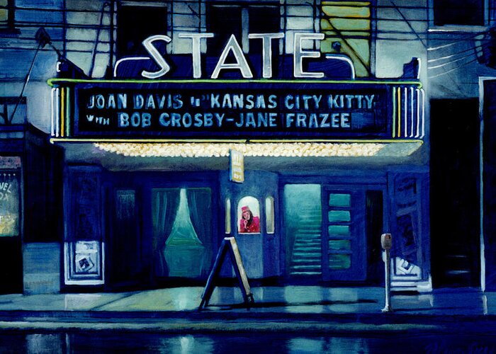 Old Theaters Greeting Card featuring the painting State Theater by Blue Sky