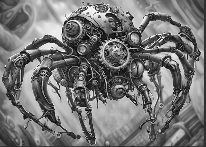 Ai Greeting Card featuring the photograph Steampunk Spider by Cate Franklyn