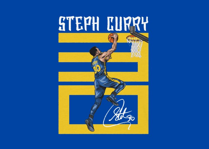 Steph Curry Number Greeting Card featuring the digital art Steph Curry Number by Kelvin Kent