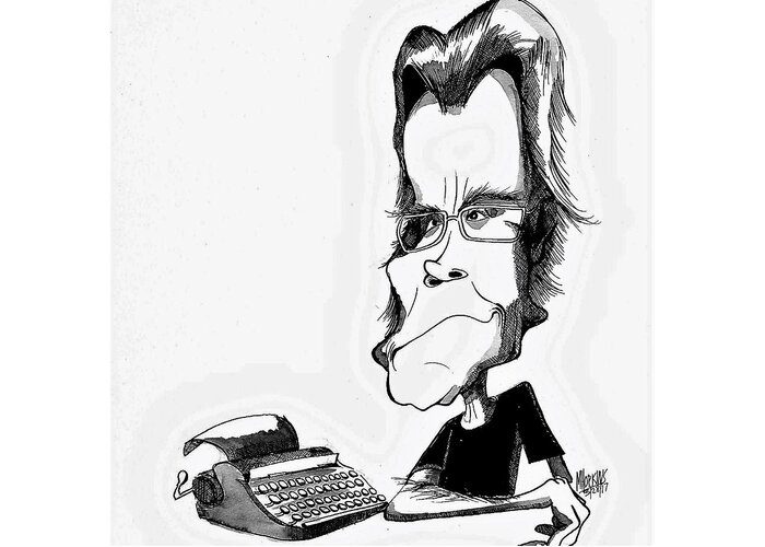 Novelist Greeting Card featuring the drawing Stephen King by Michael Hopkins