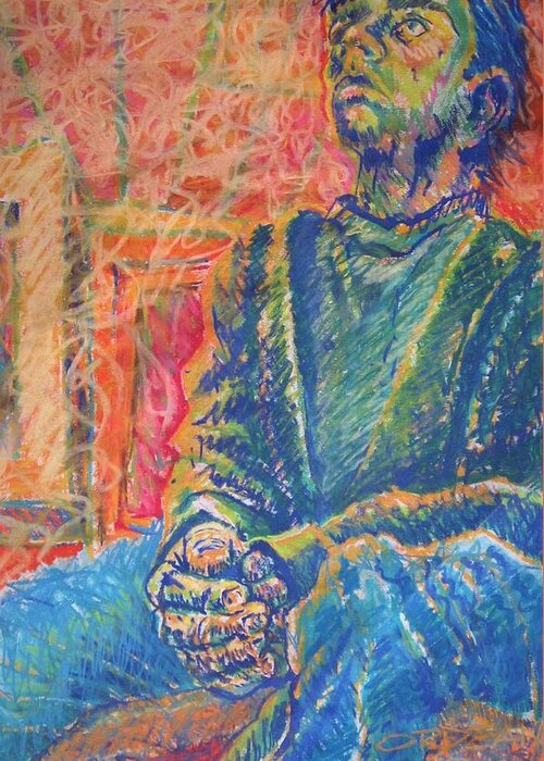 Oil Pastel Greeting Card featuring the painting Who Am I by Jackson Ordean