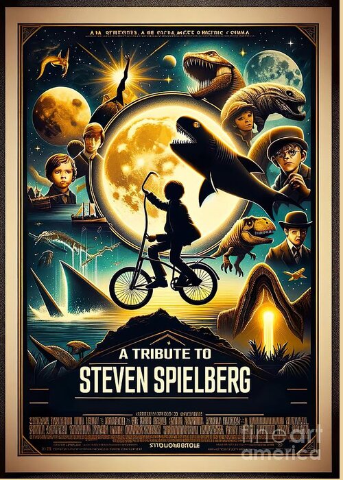 Steven Spielberg Greeting Card featuring the digital art Steven Spielberg Tribute Poster by Movie World Posters