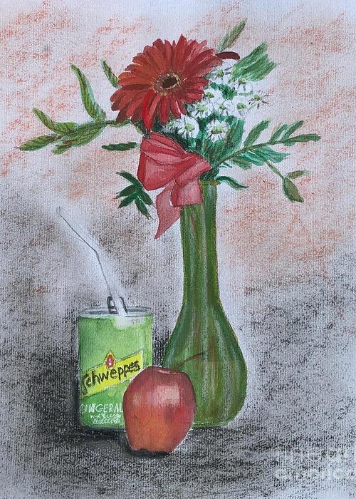 Charcoal Greeting Card featuring the mixed media Still life # 3 by Vicki B Littell