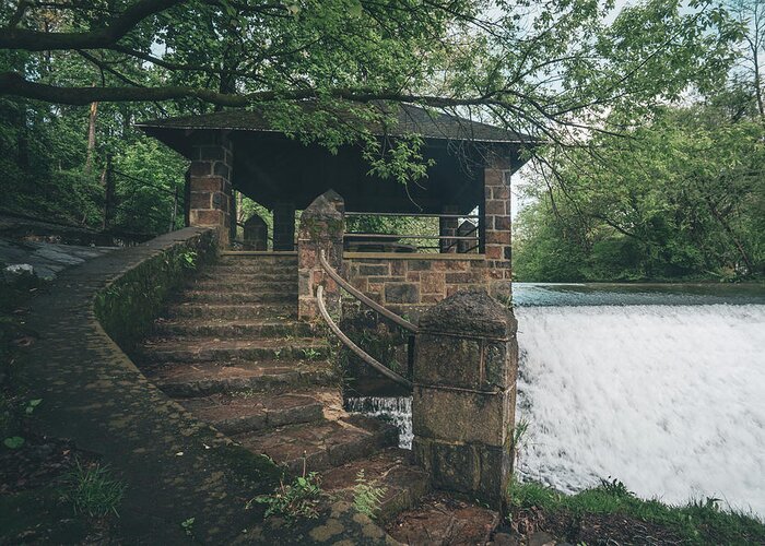 Afternoon Greeting Card featuring the photograph Stone Pavilion at Monocacy Park by Jason Fink