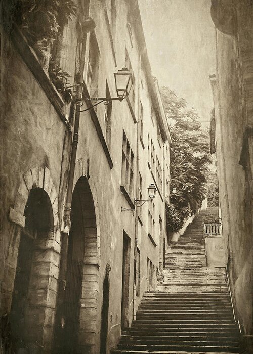 Lyon Greeting Card featuring the photograph Stone Steps of Vieux Lyon France Vintage by Carol Japp