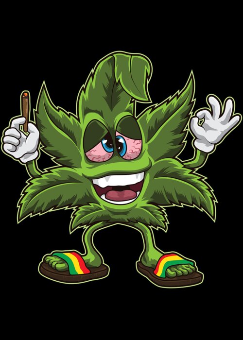 Stoned Cannabis Leaf Weed Smoking Cartoon Greeting Card for Sale by ...