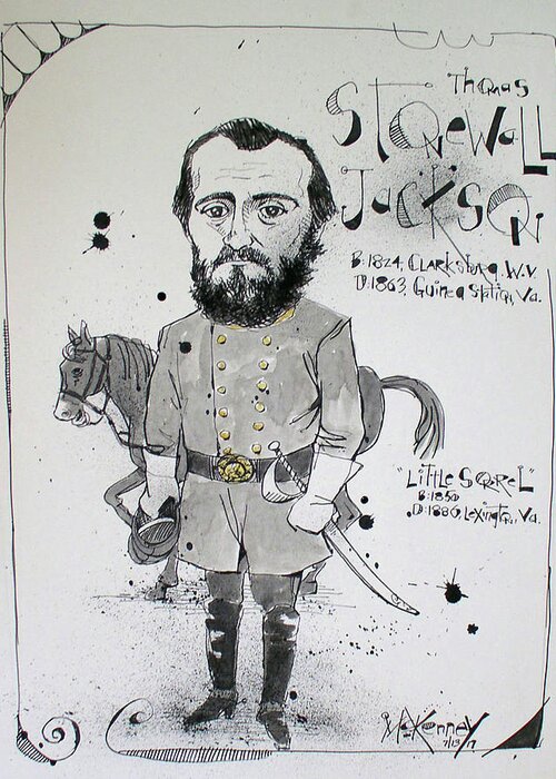  Greeting Card featuring the drawing Stonewall Jackson by Phil Mckenney