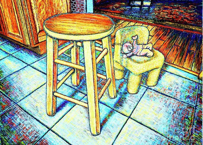 Stool Greeting Card featuring the painting Stool by Viktor Lazarev