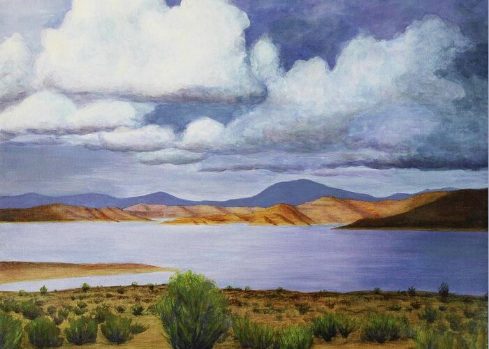 Kim Mcclinton Greeting Card featuring the painting Storm on Lake Powell - right panel of three by Kim McClinton