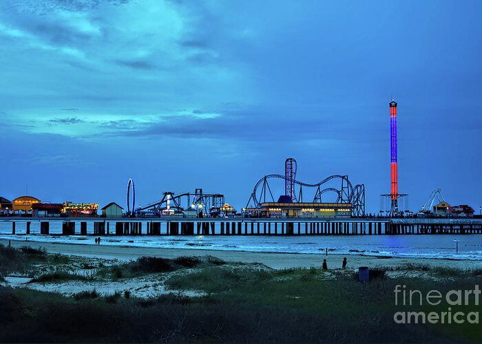 Stormy Greeting Card featuring the photograph Stormy Evening at The Pleasure Pier by Diana Mary Sharpton