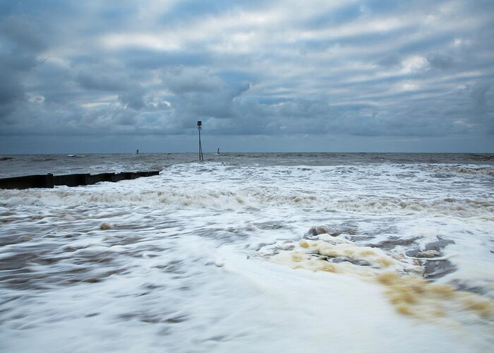 Hunstanton Greeting Card featuring the photograph Stormy weather at Hunstanton beach by Ian Middleton