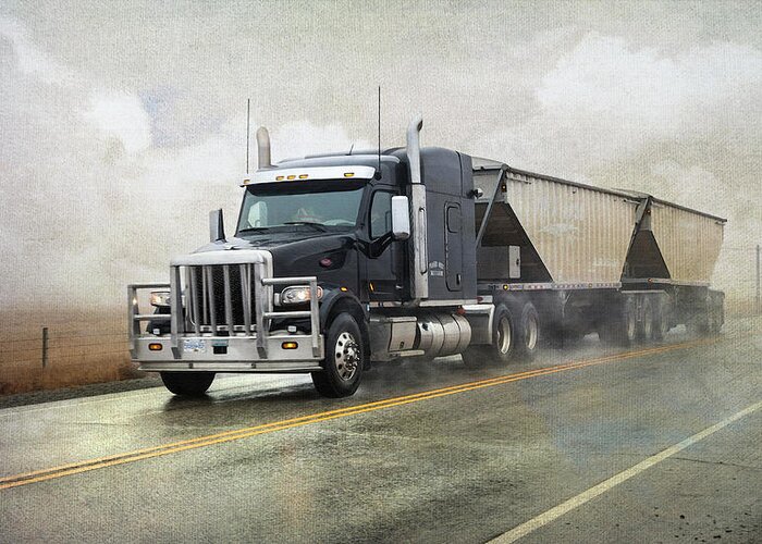 Trucks Greeting Card featuring the digital art Stormy Weather Peterbilt by Theresa Tahara